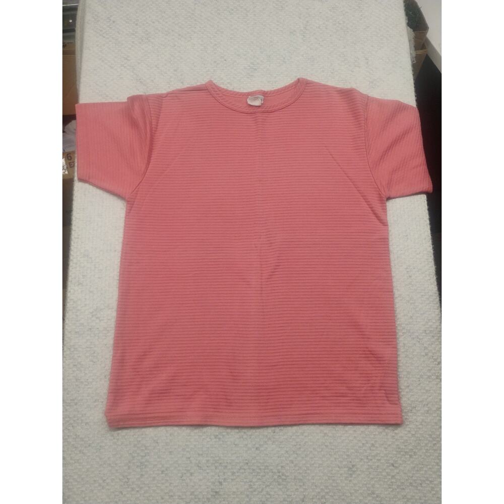 Vintage Just Dawn Pink Waffle Accordion Top Women's Large USA 90s Minimalist Vtg